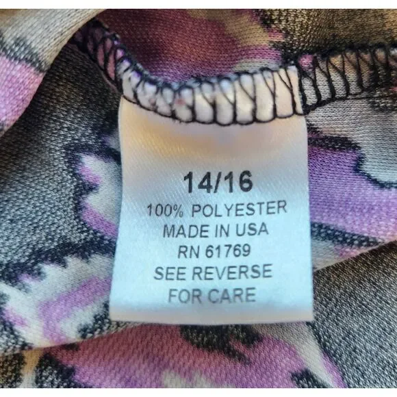 Dressbarn Women's Size 14/16 Purple Black Polyester Geometric Sleeveless Top - Picture 3 of 7